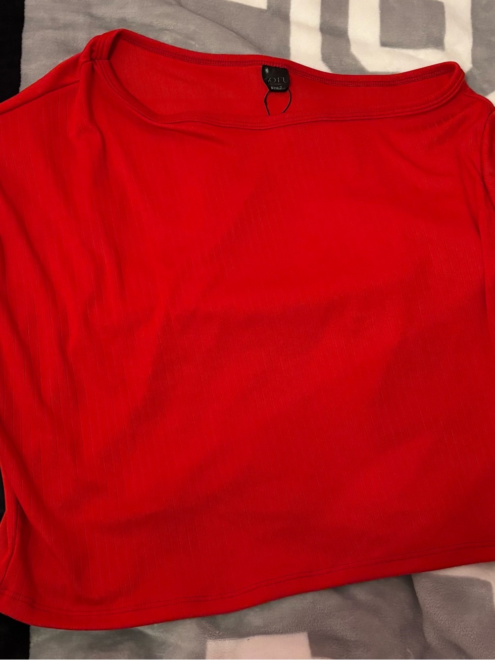 Bright Red Ribbed Crop Top - Picture 2 of 3